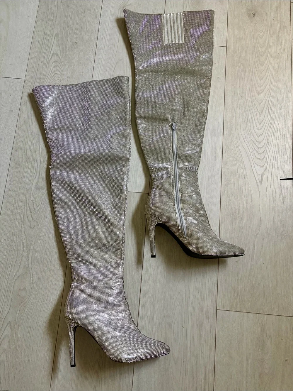 Dolls Kill Poster Girl Publicity Stunt Thigh High Rhinestone Boots US Size 8